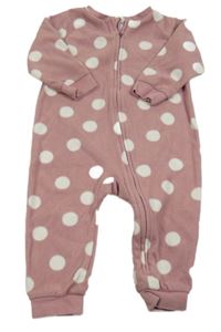 Starorůžový puntíkatý fleecový overal H&M