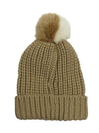 Hnědá pletená čepice s bambulí River Island