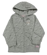 Šedá melírovaná puntíkatá propínací mikina s Marií a kapucí Next