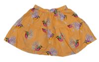 Oranžová lehká sukně s kolibříky H&M