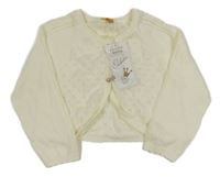 Nové - Smetanový propínací crop svetr s perforovaným vzorem Orchestra