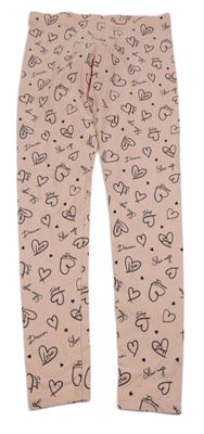 Růžové legíny se srdíčky a nápisy F&F