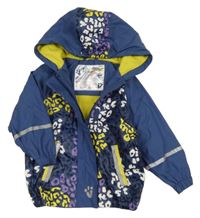 Tmavomodrá nepromokavá lehce zateplená bunda se vzorem a kapucí Lupilu