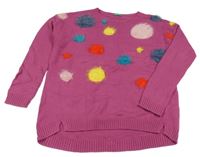 Fuchsiový svetr s puntíky Benetton