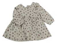 Béžovo-bílé vzorované šaty s volánky Matalan