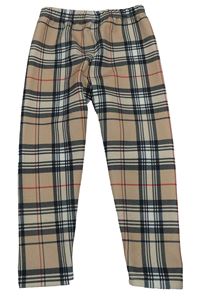 Hnědo-černo-červené kostkované legíny