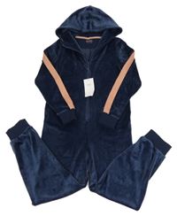 Nové - Tmavomodrá plyšová kombinéza s kapucí M&S