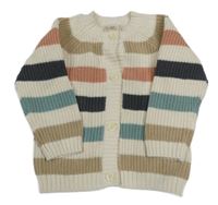 Světlebéžovo-barevný pruhovaný propínací svetr H&M