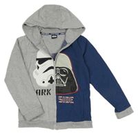 Šedo-tmavomodrá propínací mikina se Star Wars a kapucí