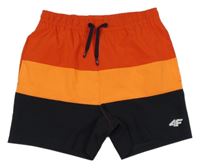 Červeno-neonově oranžovo-tmavomodré plážové kraťasy