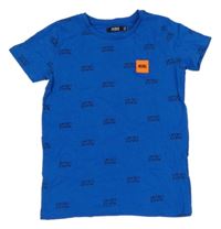 Modré tričko s nápisy a nášivkou Europe Kids