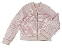 Světlerůžová saténová zateplená bunda s prošíváním H&M