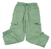 Zelené plátěné cargo cuff kalhoty