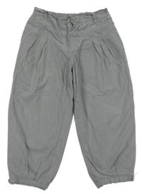 Šedé pruhované podšité kalhoty Tu