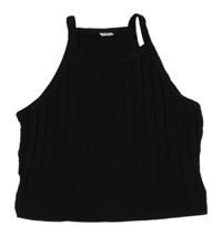 Černý žebrovaný crop top Shein