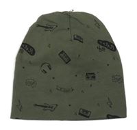 Khaki bavlněná čepice s hudebním motivem LC Waikiki
