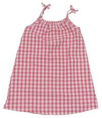 Růžovo-bílé kostkované krepové šaty Nutmeg