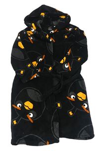 Černý chlupatý župan s Angry Birds a kapucí H&M