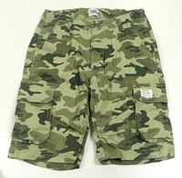 Khaki-zelené army plátěné kraťasy 