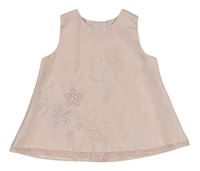 Světlerůžový halenkový top s výšivkami květů M&S