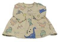 Smetanové teplákové šaty s dinosaury M&S