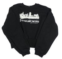 Černá crop mikina s městem H&M