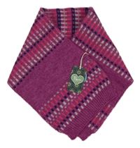 Nové - Růžovo-modrá vzorovaná vlněná šála 