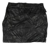 Černá koženková sukně s volánkem 