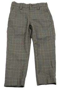 Tmavošedo-hnědé kostkované společenské chino kalhoty Next