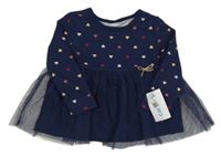 Nové - Tmavomodrá tunika se srdíčky a tylem Carter's