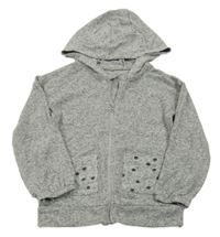 Šedý melírovaný propínací lehký svetr s kapucí George