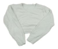 Bílý crop chlupatý svetr 