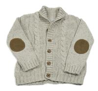 Šedý melírovaný vzorovaný propínací svetr s nášivkami M&Co.