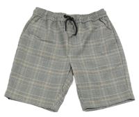 Šedo-hnědé kostkované kraťasy Next