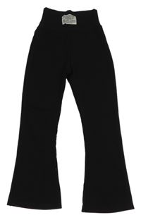 Černé žebrované flare legíny 