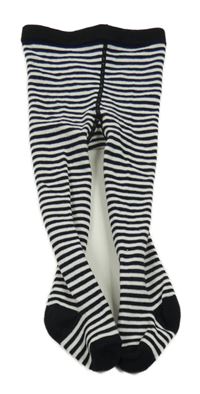 Bílo-černé pruhované punčocháče C&A