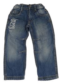 Tmavomodré rifle s nápisem Topolino