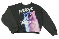 Tmavošedá mikina s kočkou H&M