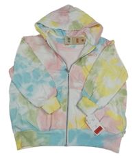 Nové - bílo-barevná batikovaná propínací mikina s logem a kapucí Levi´s