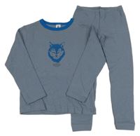 Šedomodré pyžamo s vlkem 