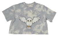 Světlemodré vzorované crop tričko s Hedvikou - Harry Potter H&M