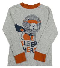 Šedo-hnědé pyžamové triko s lvem H&M