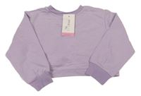 Nové - lila crop mikina s mašlí na zádech 