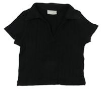 Černé žebrované polo tričko Matalan