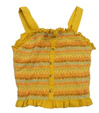 Hořčicový vzorovaný crop top se žabičkovanám Matalan