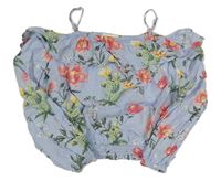 Světlemodré květované crop triko s holými rameny H&M