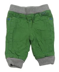 Zelené plátěné podšité cuff kalhoty Baker