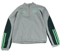 Šedo-zelená thermo mikina s potiskem Adidas