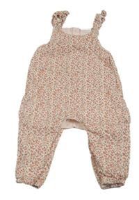 Růžové květované manšestrové podšité laclové kalhoty Next