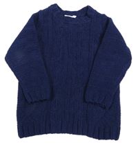 Tmavomodrý vzorovaný žinylkový svetr M&Co.